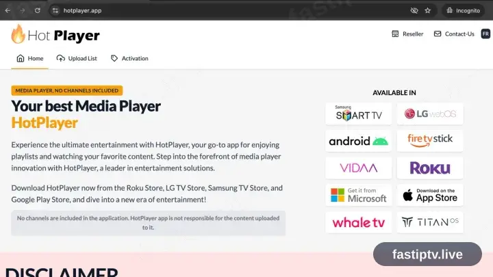Der HotPlayer-APK-Download startet in einem Browser