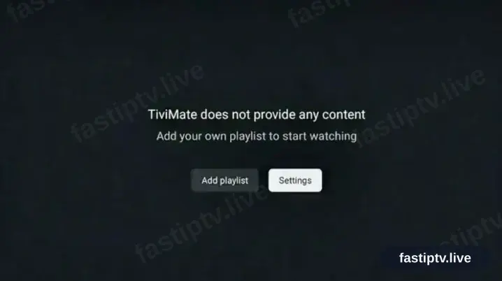 TiviMate open on the Firestick with Add playlist available