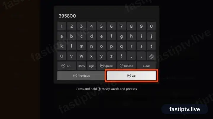 Der Code 395800 im Adressfeld von Downloader