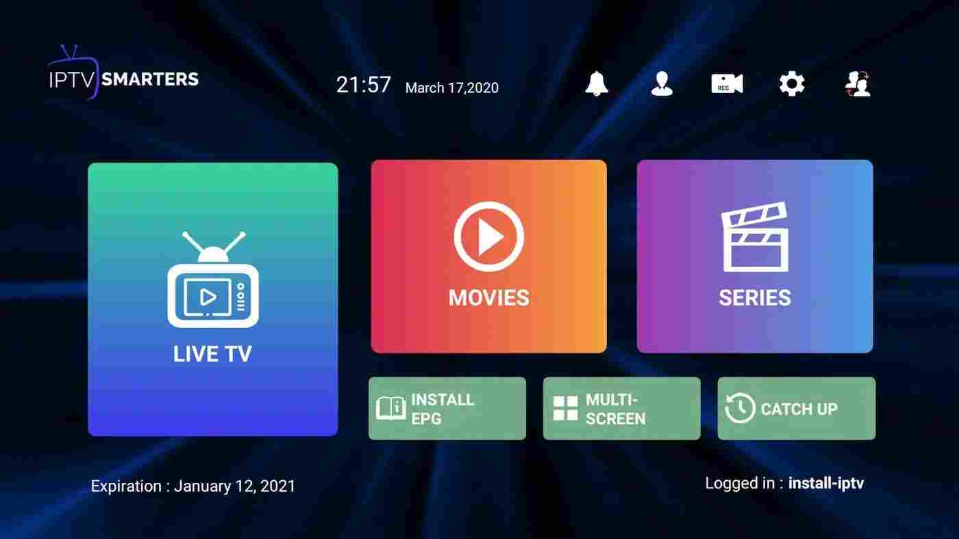 IPTV Smarters PRO Application Running